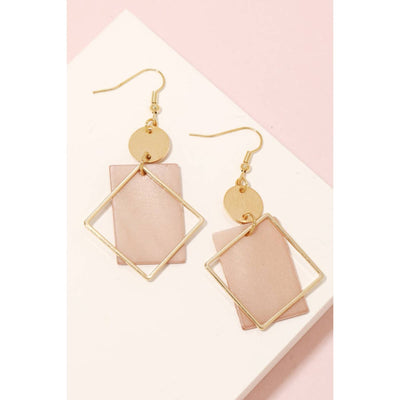 Mother Of Pearl Square Drop Earring - Pink 190 Jewelry