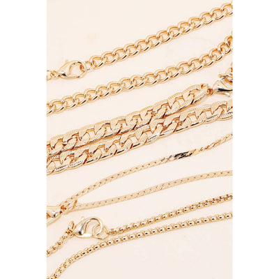 Multi Assorted Chain Link Bracelet - Gold - 190 Jewelry