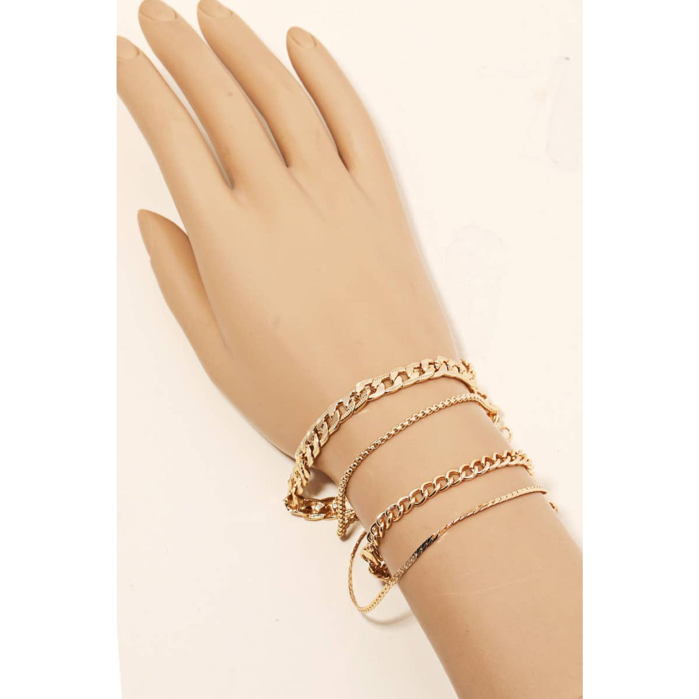 Multi Assorted Chain Link Bracelet - Gold - 190 Jewelry