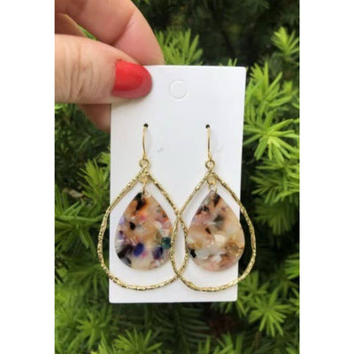 Multi-Color Teardrop Chandelier Earrings - Gold - 190 Jewelry