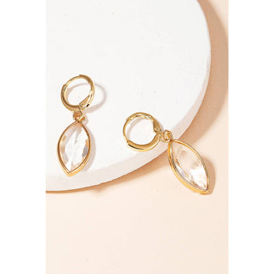 Oval Crystal Drop Earrings - Gold - 190 Jewelry