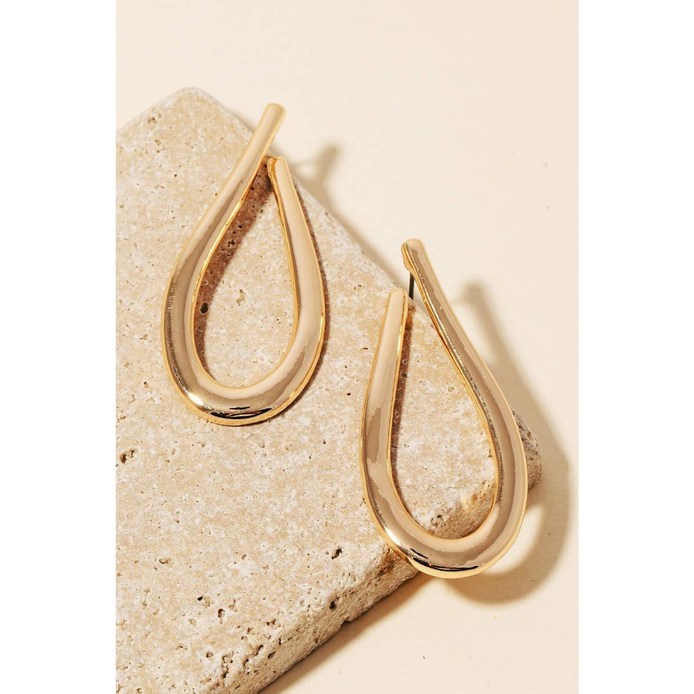 Oval Stud Post Drop Earrings - Gold - 190 Jewelry