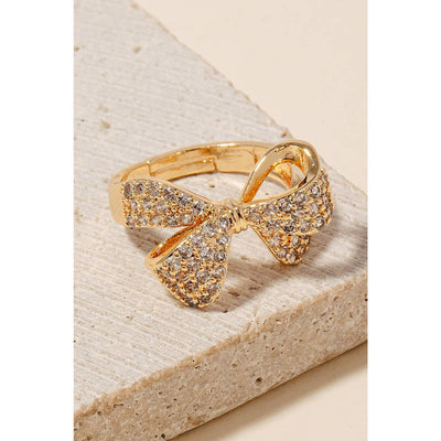 Pave Bow Ring - Gold - 190 Jewelry