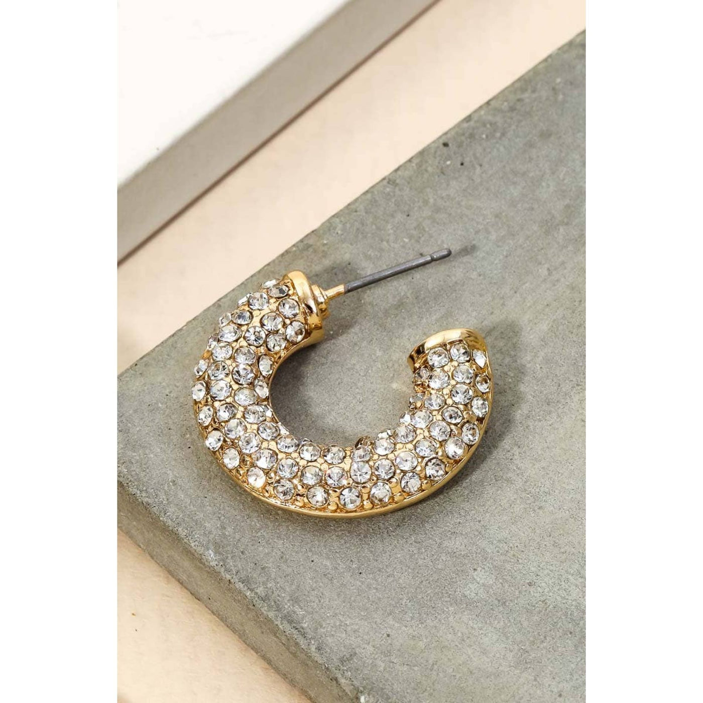 Pave Hoop Earrings - Gold - 190 Jewelry