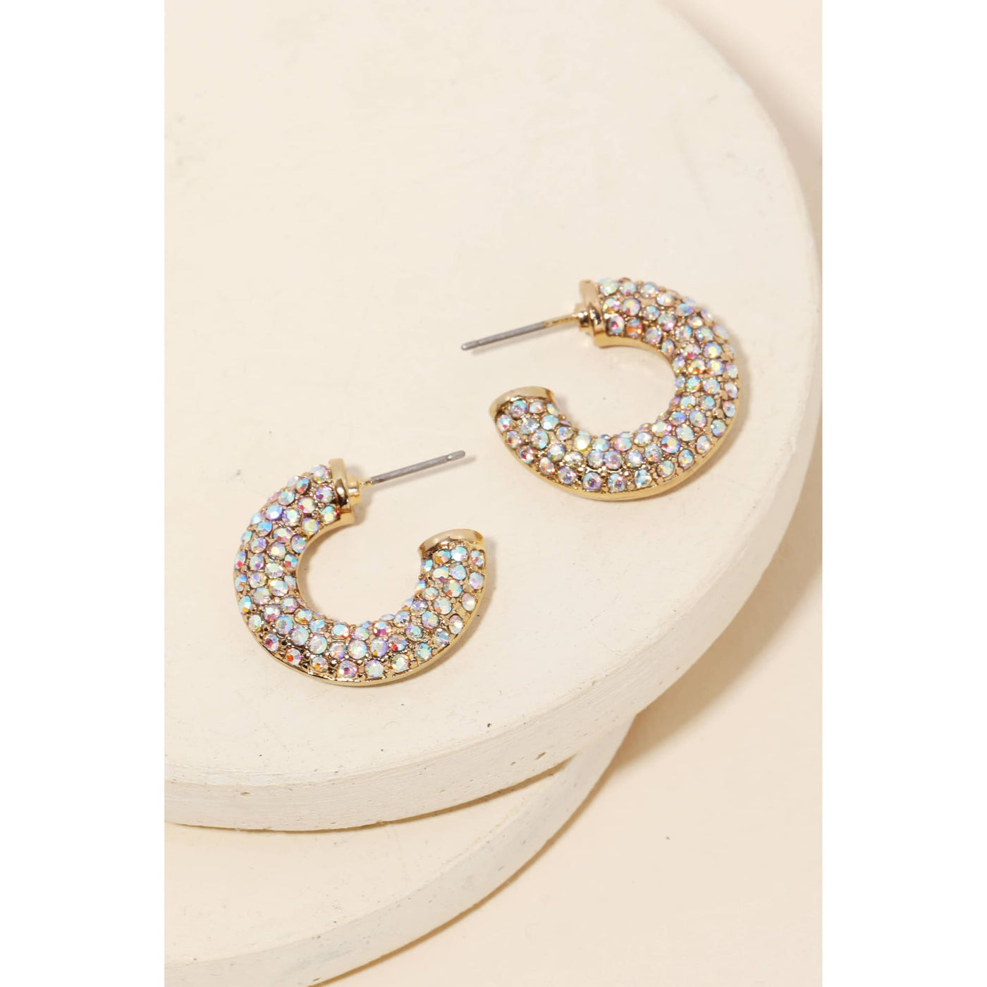 Pave Hoop Earrings - Gold - 190 Jewelry