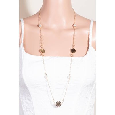 Pearl And Flower Necklace - 190 Jewelry