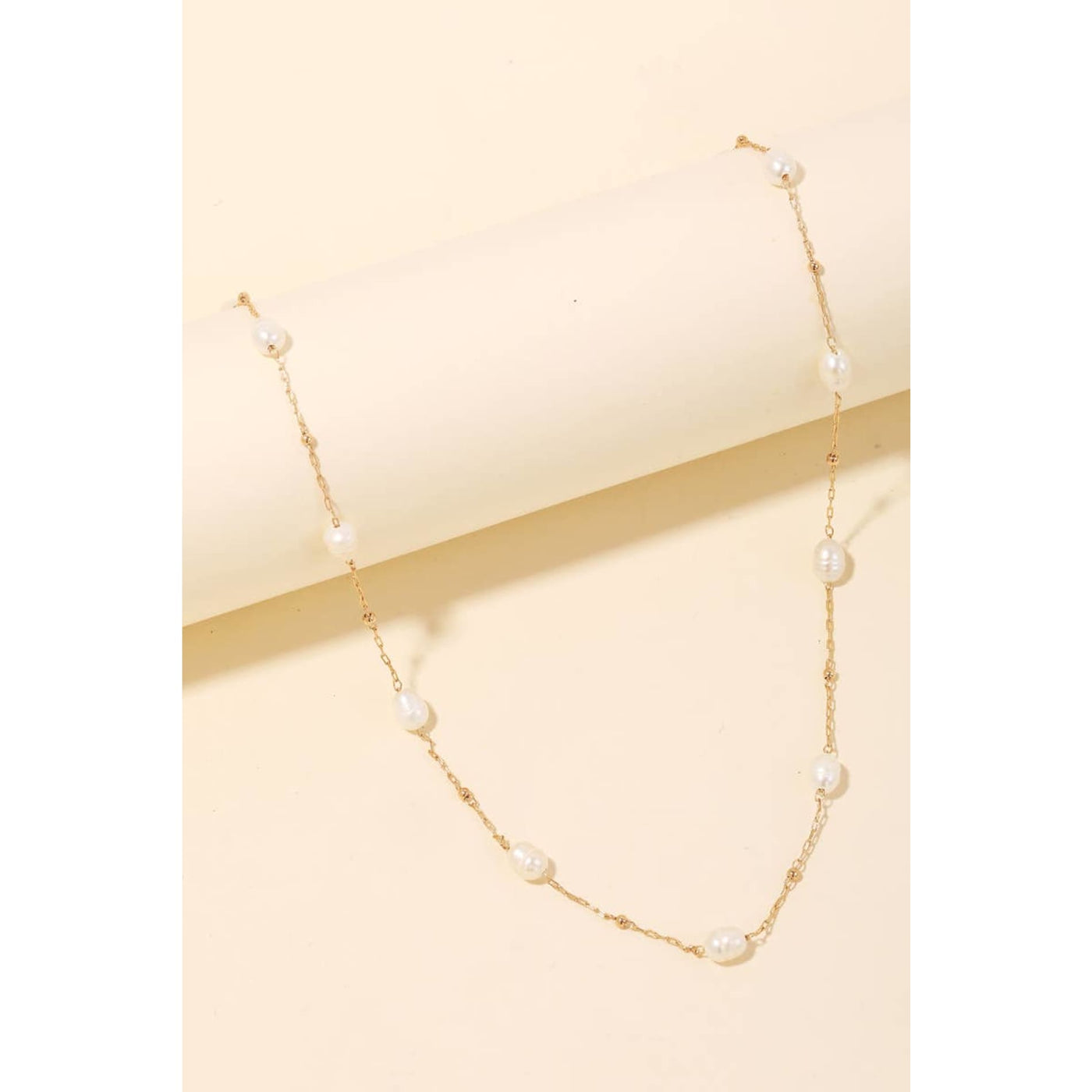 Pearly Beaded Chain Necklace - 190 Jewelry