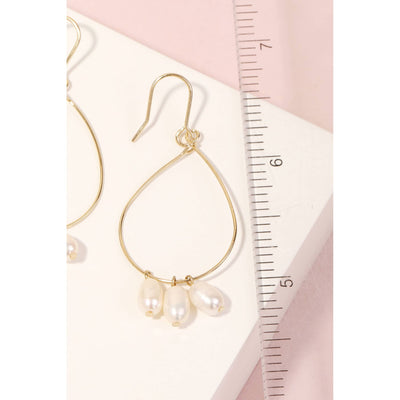 Pearly Beads Teardrop Dangle Earrings - Gold - 190 Jewelry