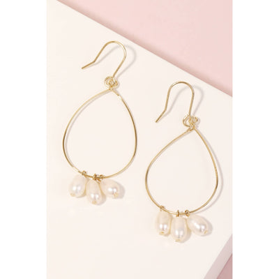 Pearly Beads Teardrop Dangle Earrings - Gold - 190 Jewelry