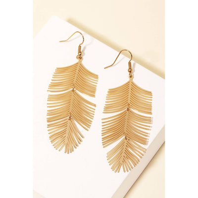 Pine Leaf Drop Earrings - Gold 190 Jewelry