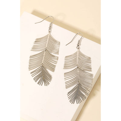 Pine Leaf Drop Earrings - Silver 190 Jewelry