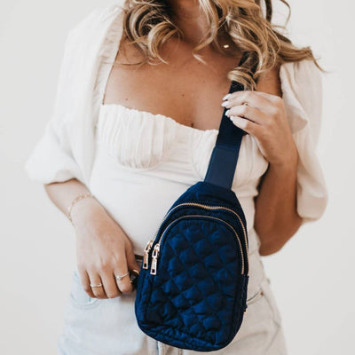 Pinelope Puffer Bum Bag - Navy - 200 Handbags