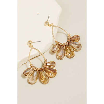Rhinestone Dangle Earrings - Gold - 190 Jewelry