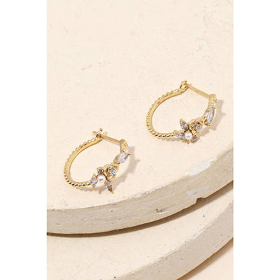 Rhinestone Mini Huggie Earrings - Gold