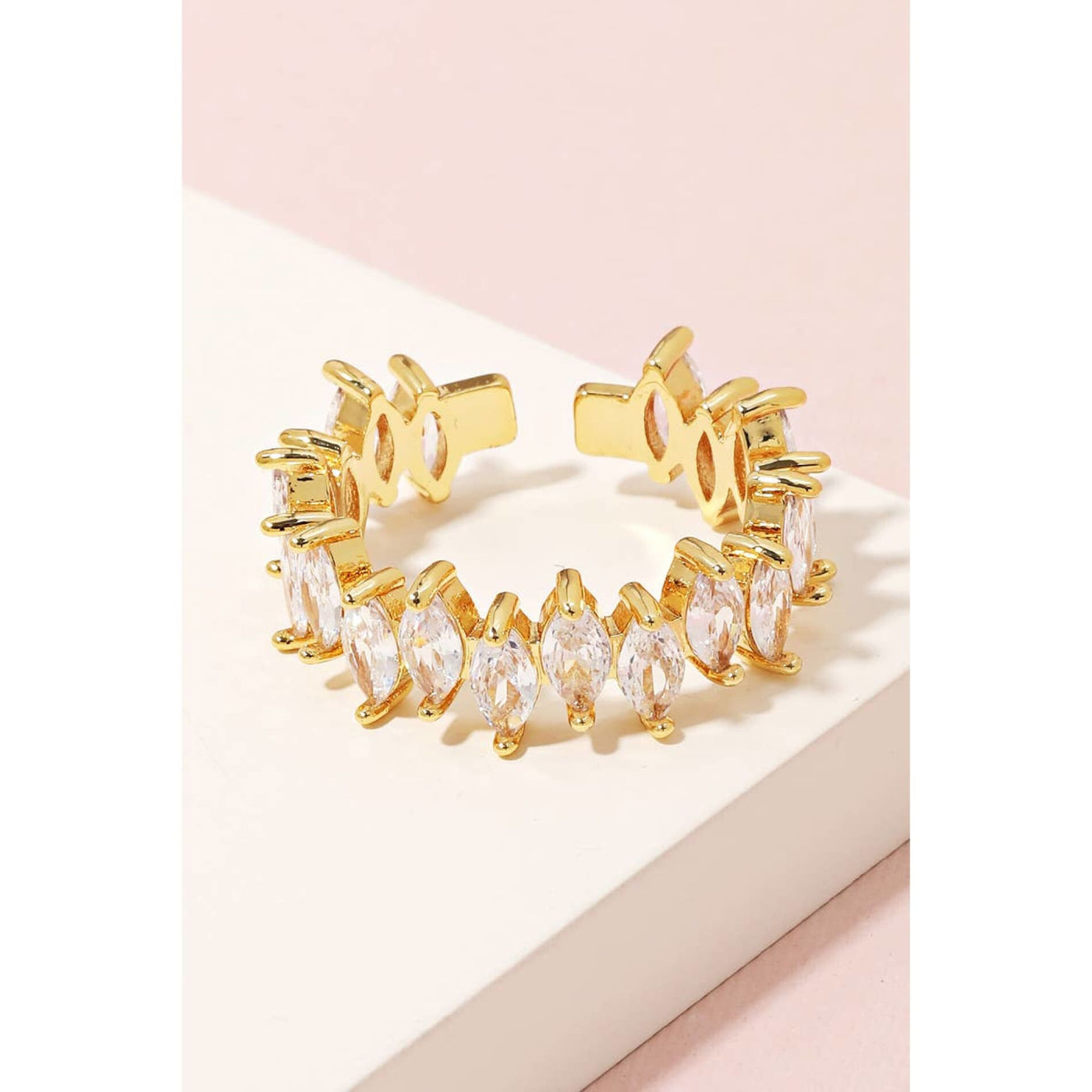 Rhinestone Ring - Gold - 190 Jewelry