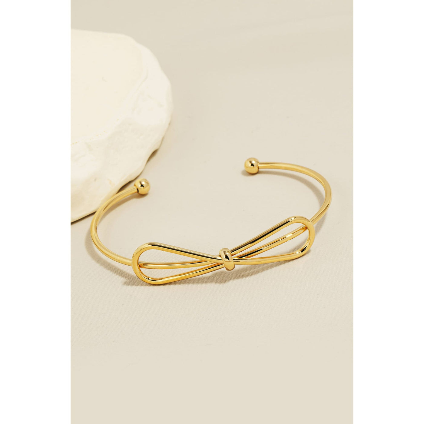 Ribbon Bow Cuff Bracelet - Gold - 190 Jewelry