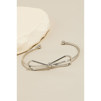 Ribbon Bow Cuff Bracelet - Silver - 190 Jewelry