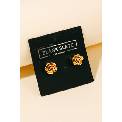 Rose Stud Earrings - Gold - 190 Jewelry