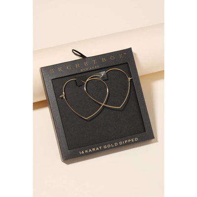 Secret Box Heart Outline Hoop Earrings - Gold - 190 Jewelry