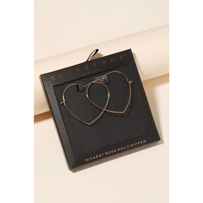 Secret Box Heart Outline Hoop Earrings - Rose Gold - 190 Jewelry