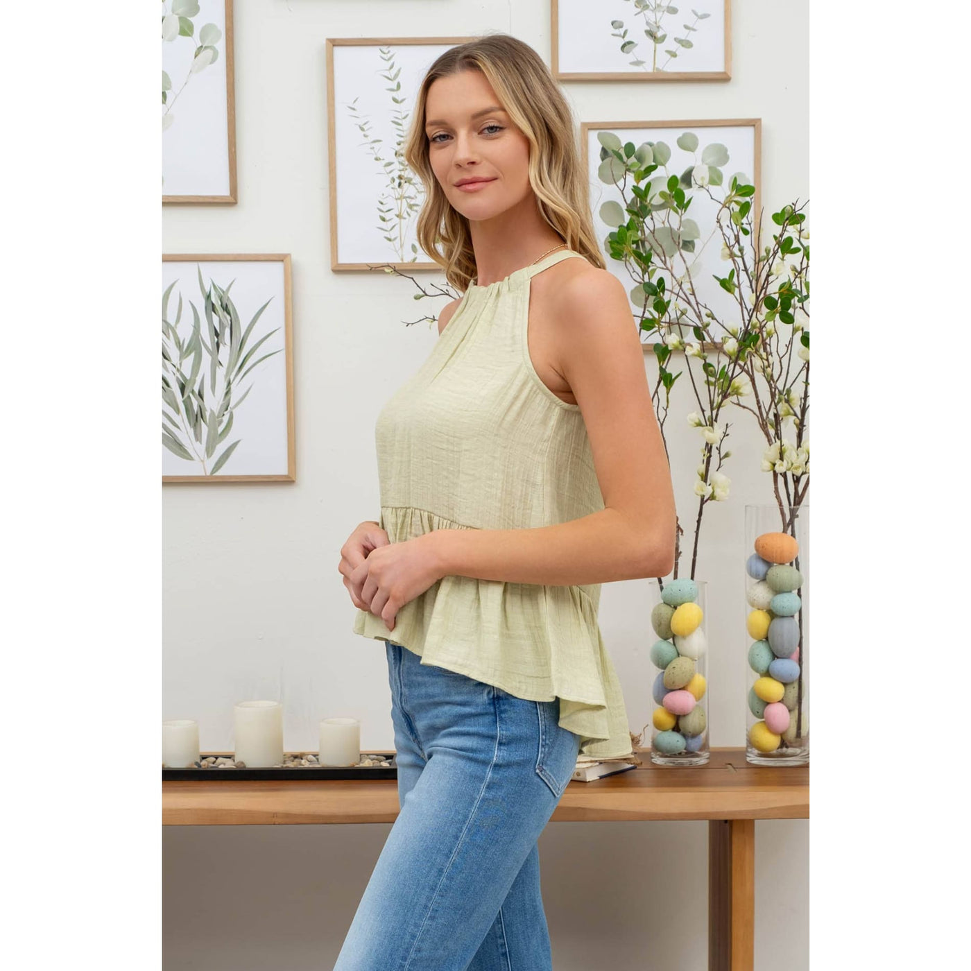 See You From Here Top - M / Light Sage - 100 Short/Sleeveless Tops