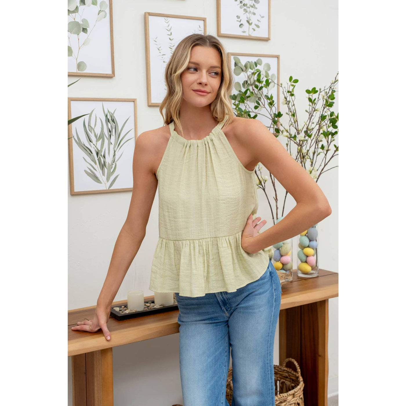 See You From Here Top - S / Light Sage - 100 Short/Sleeveless Tops