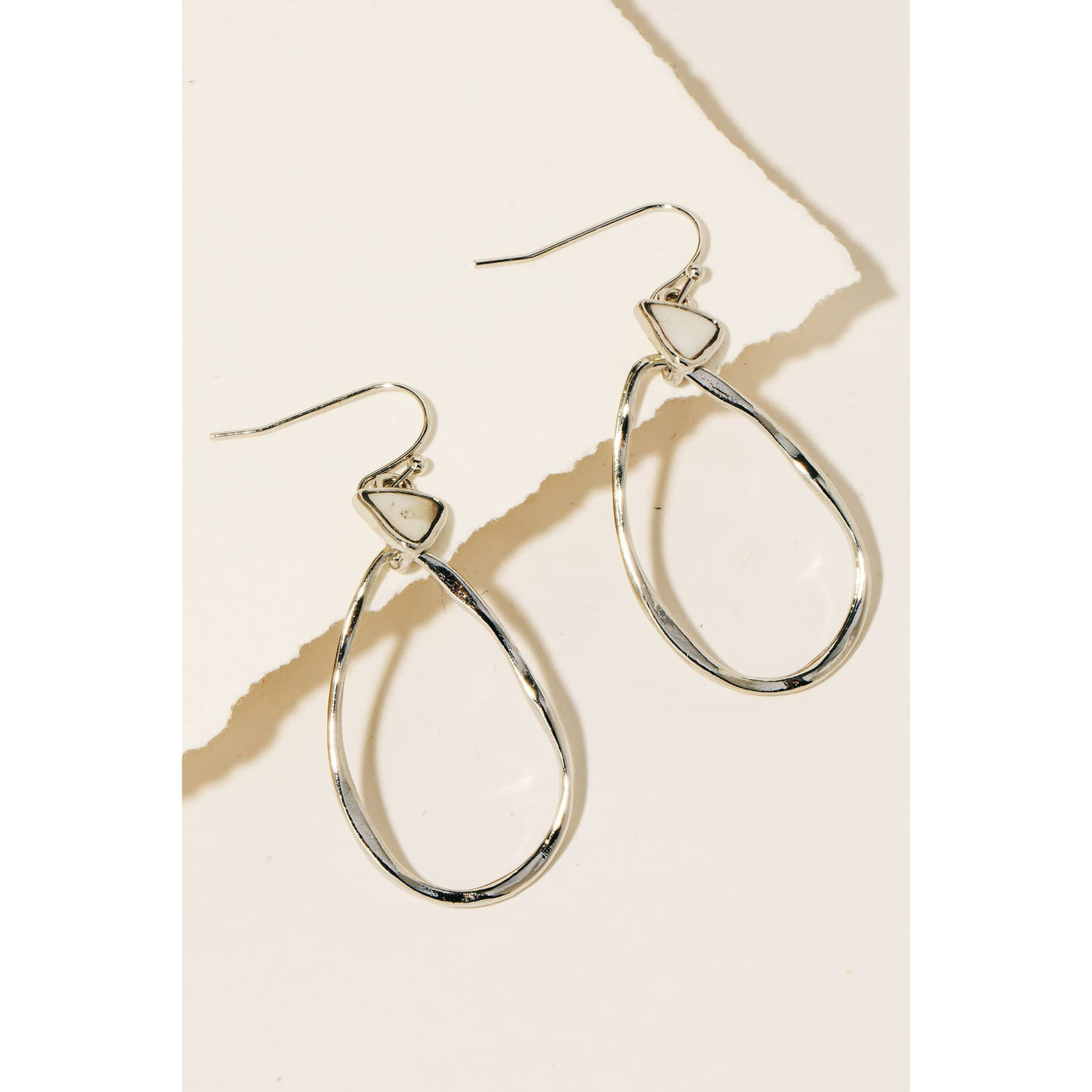 Shell And Tear Hoop Dangle Earrings - Silver - 190 Jewelry