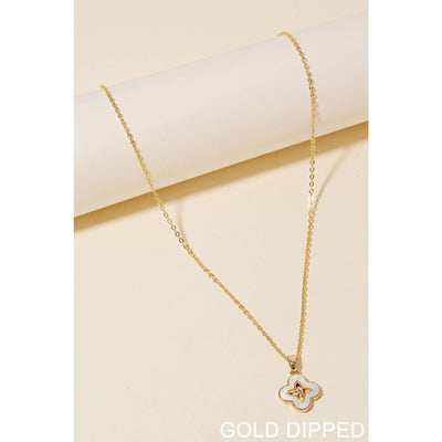 Shell Clover Pendant Necklace - Gold / 1028 - 190 Jewelry