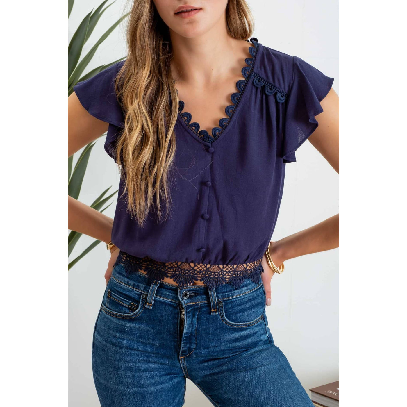 Simply Delightful Top - S / Navy - 100 Short/Sleeveless Tops