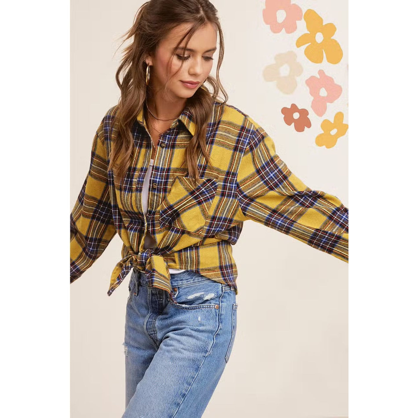 Stay Here Forever Plaid Flannel Top - 120 Long Sleeve Tops