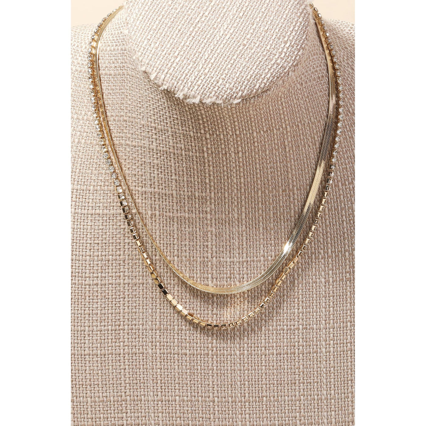Stud And Snake Chain Necklace - 190 Jewelry