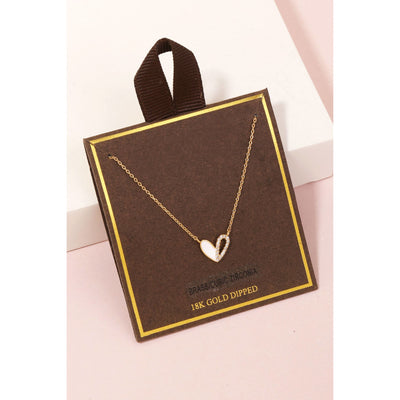 Studded Heart Pendant Necklace - Gold - 190 Jewelry