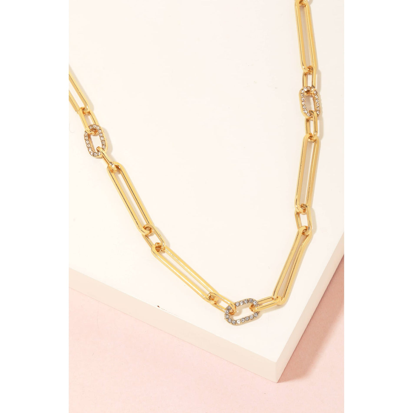 Studded Oval Chain Link Necklace - 190 Jewelry