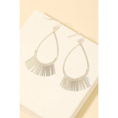 Tear Drop Fringe Earrings - Silver - 190 Jewelry