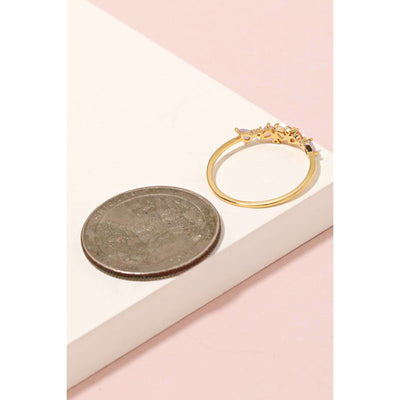Teardrop Rhinestone Ring - Gold - 190 Jewelry