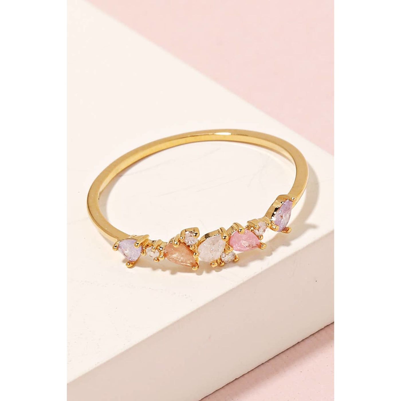 Teardrop Rhinestone Ring - Gold - 190 Jewelry