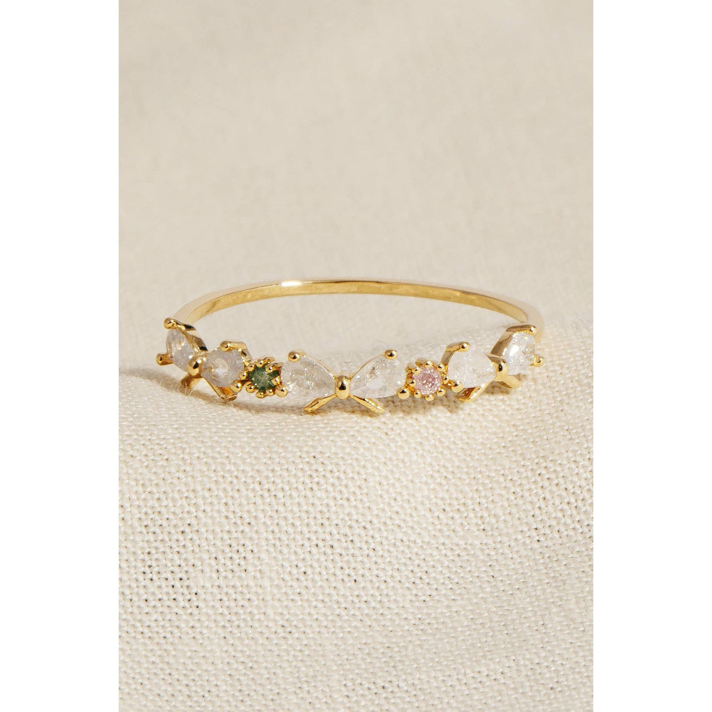 Teardrop Studded Ring - Gold - 190 Jewelry