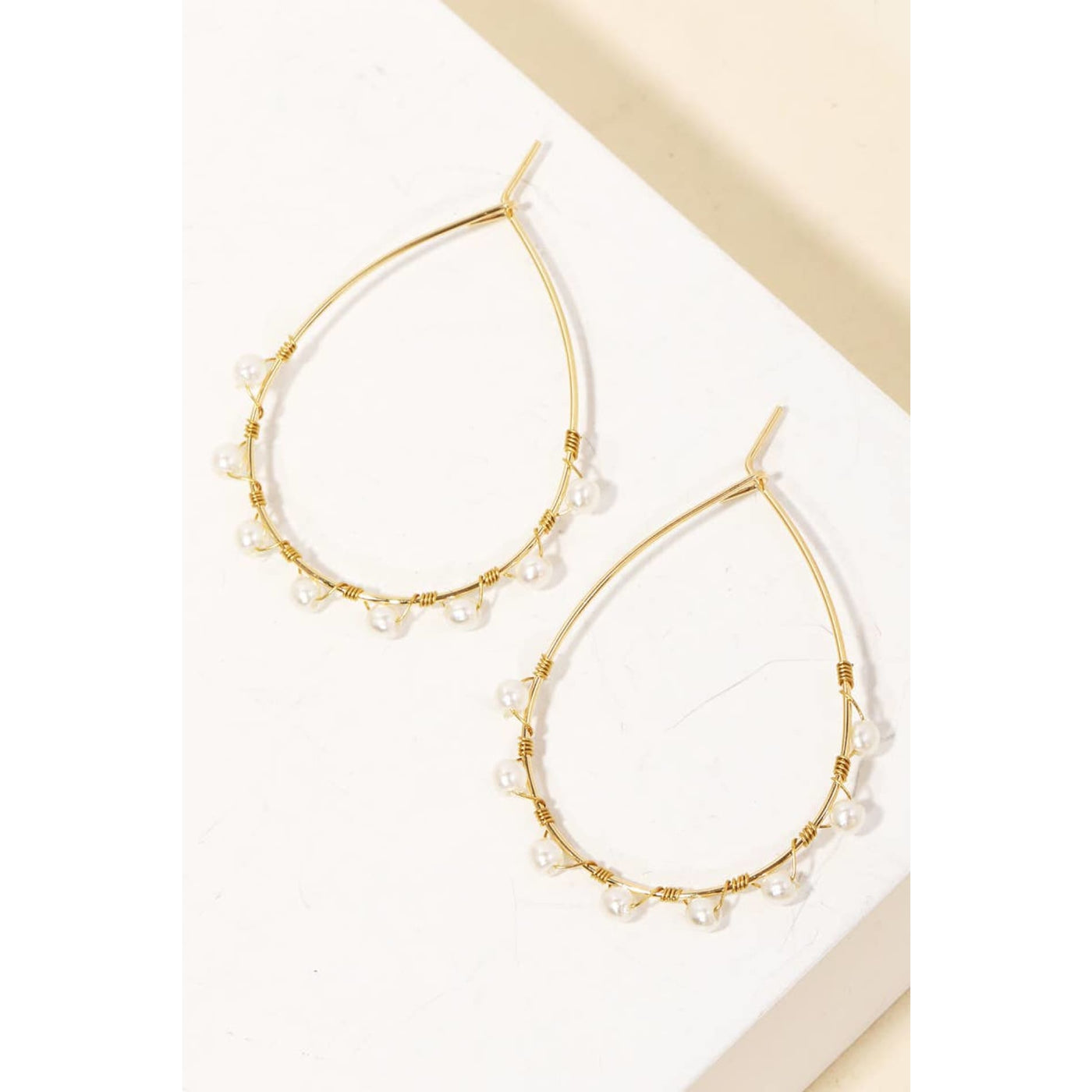 Teardrop Wire Teardrop Hoop Earrings - Gold - 190 Jewelry