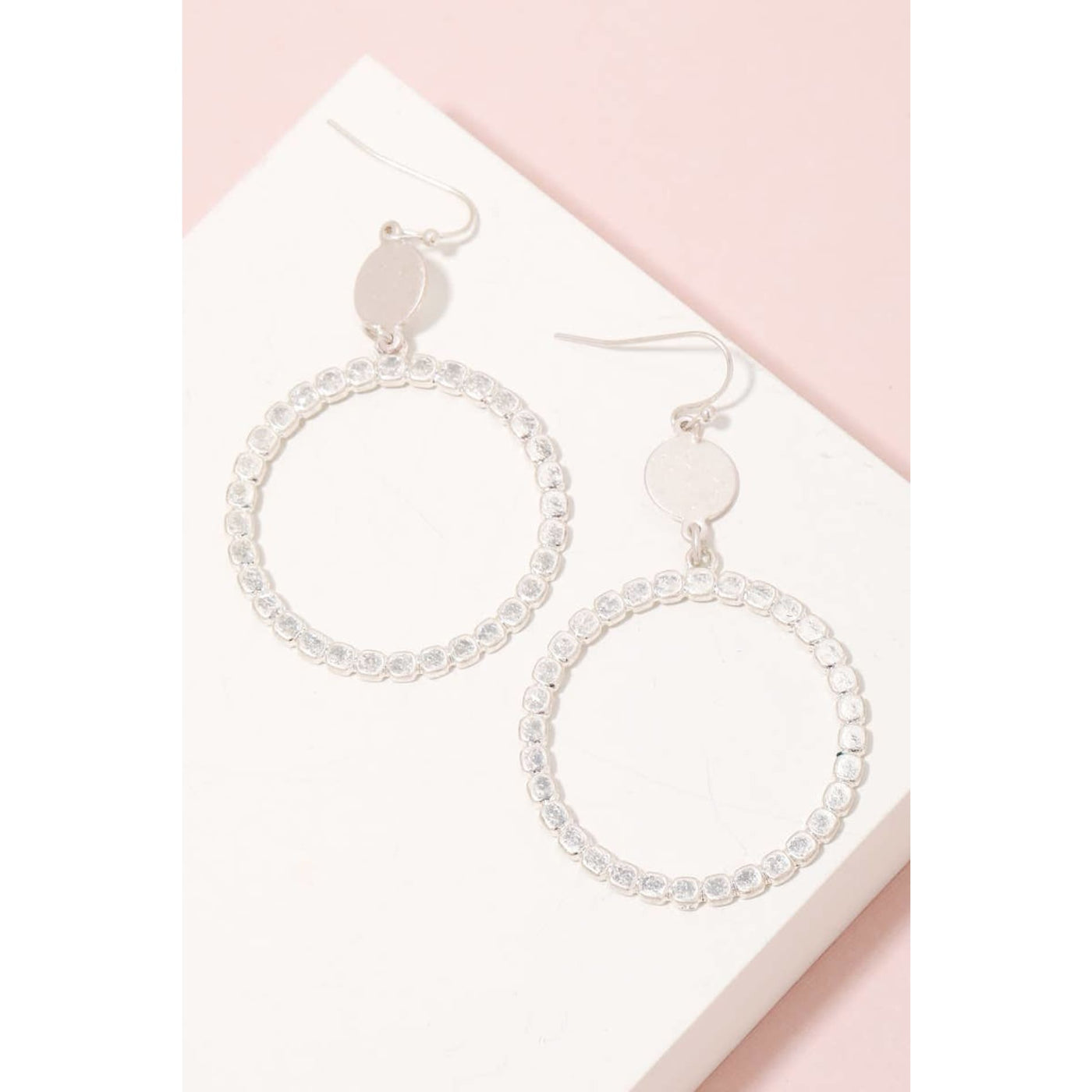 Textured Dangle Hook Earrings - Silver - 190 Jewelry
