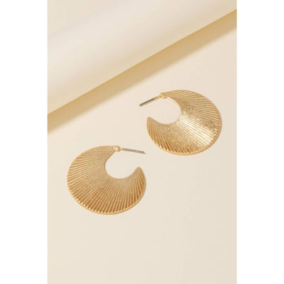 Textured Disc Hoop Earrings - Gold - 190 Jewelry