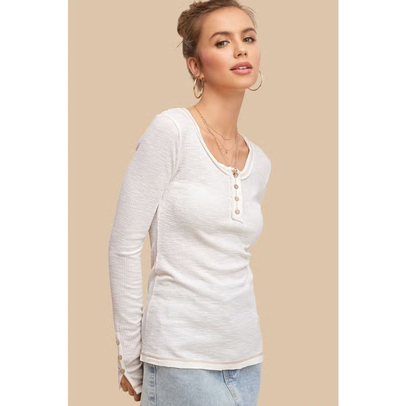 The Leah Top - S / Ivory - 120 Long Sleeve Tops