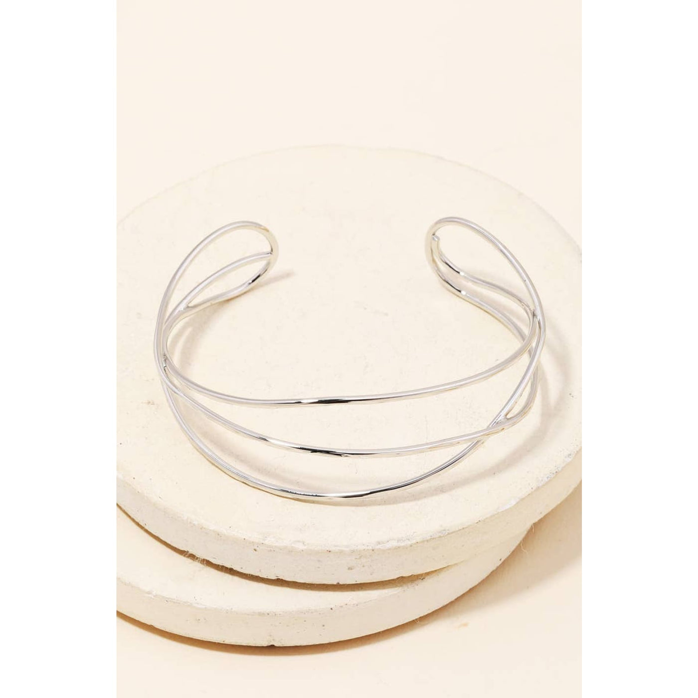 Thin Triple Strand Cuff Bracelet - Silver - 190 Jewelry