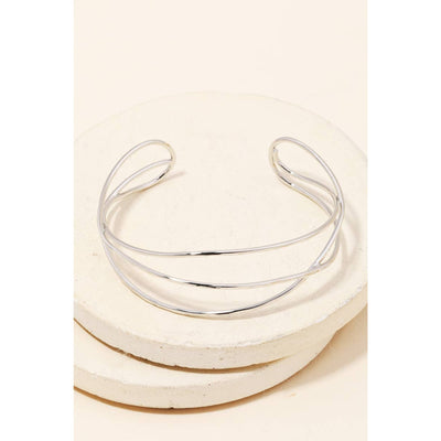 Thin Triple Strand Cuff Bracelet - Silver - 190 Jewelry