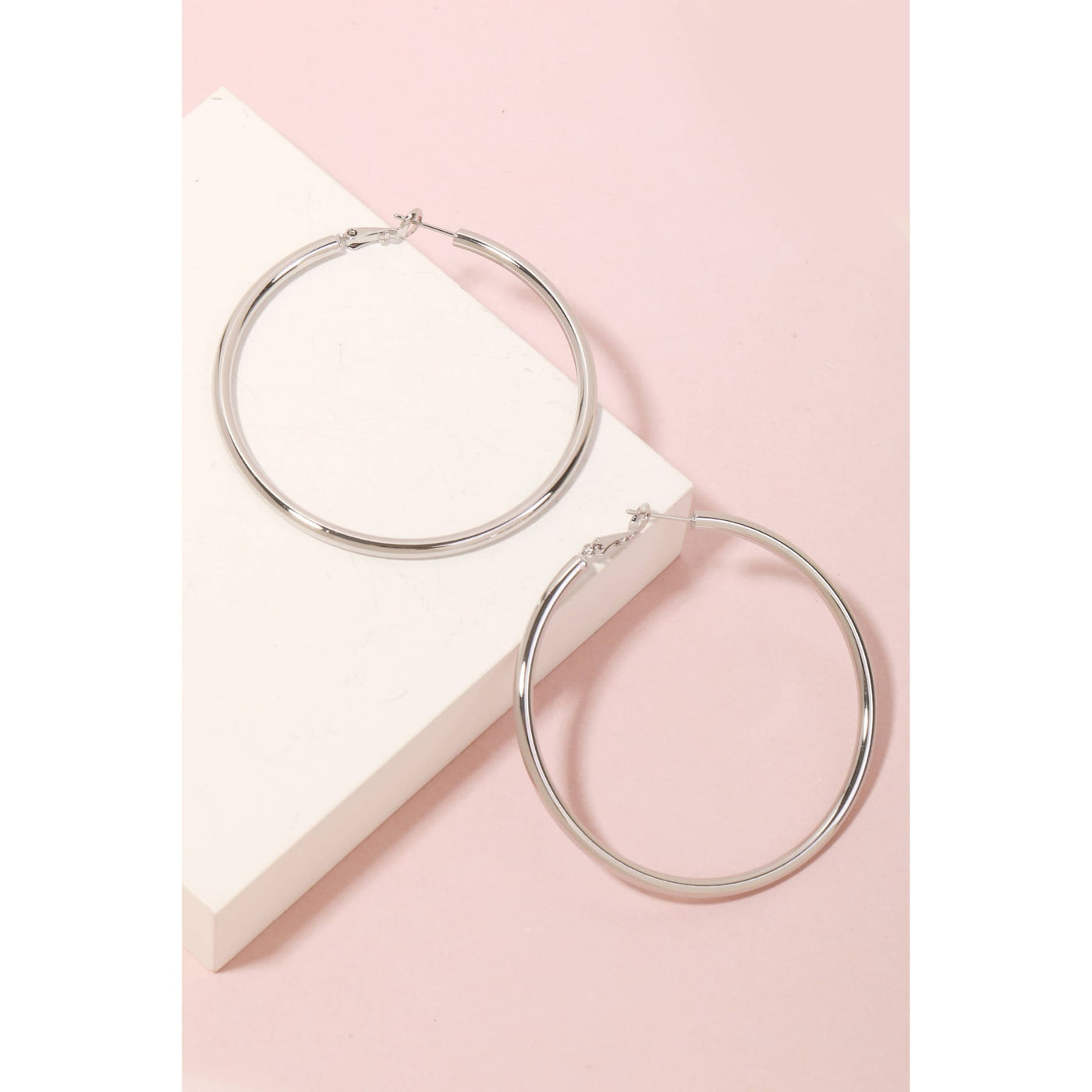 Thin Tube Hoop Earrings - Silver - 190 Jewelry