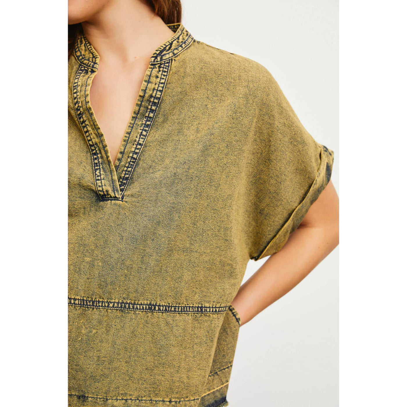 Time To Chill Top - S/M / Green Dyed Denim - 100 Short/Sleeveless Tops