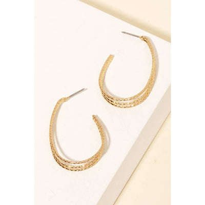 Triple Open Oval Hoop Earrings - Gold - 190 Jewelry
