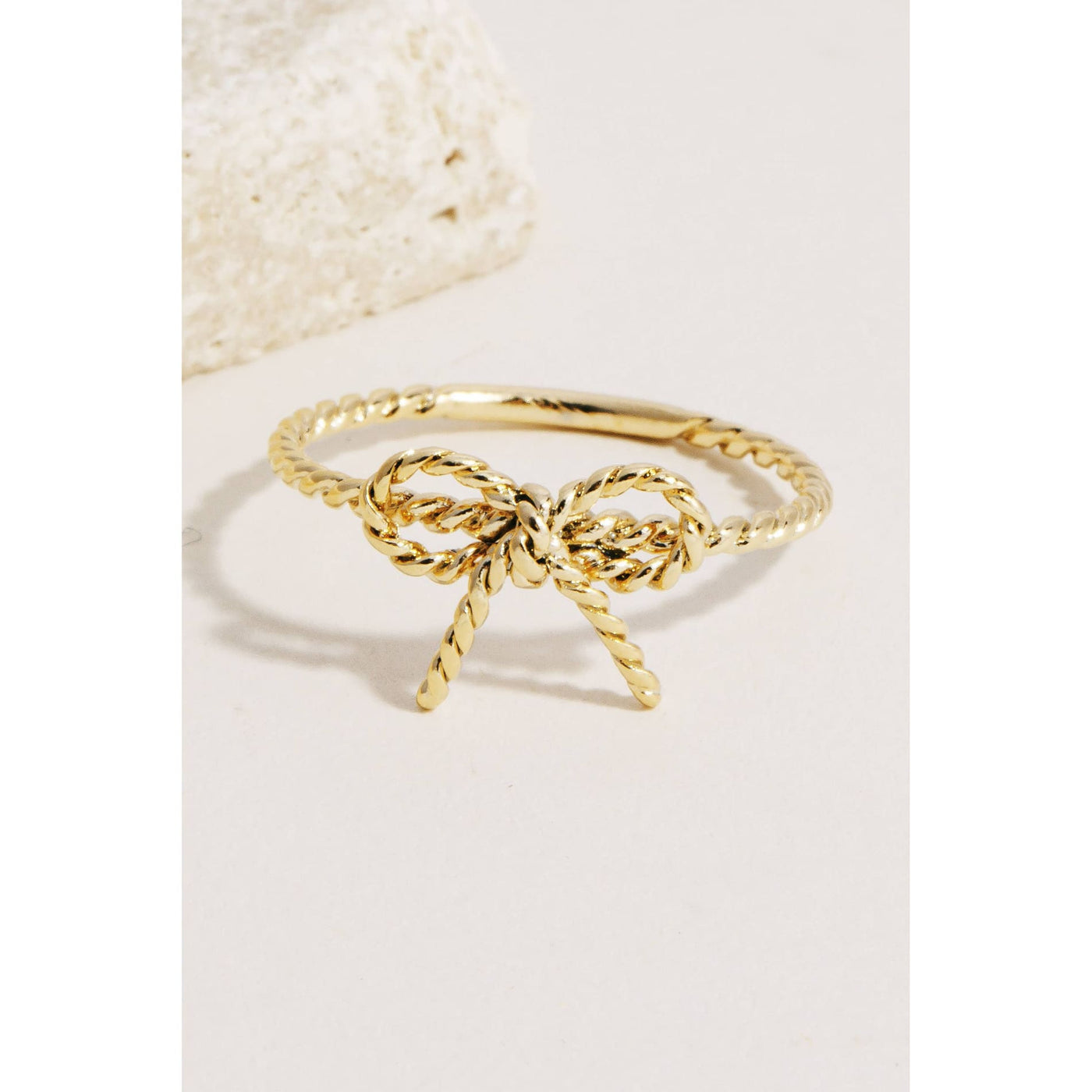 Twisted Ribbon Bow Band Ring - Gold - 190 Jewelry