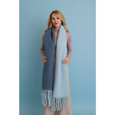 Two Tone Tassel Scarf - Blue - 210 Other Accessories