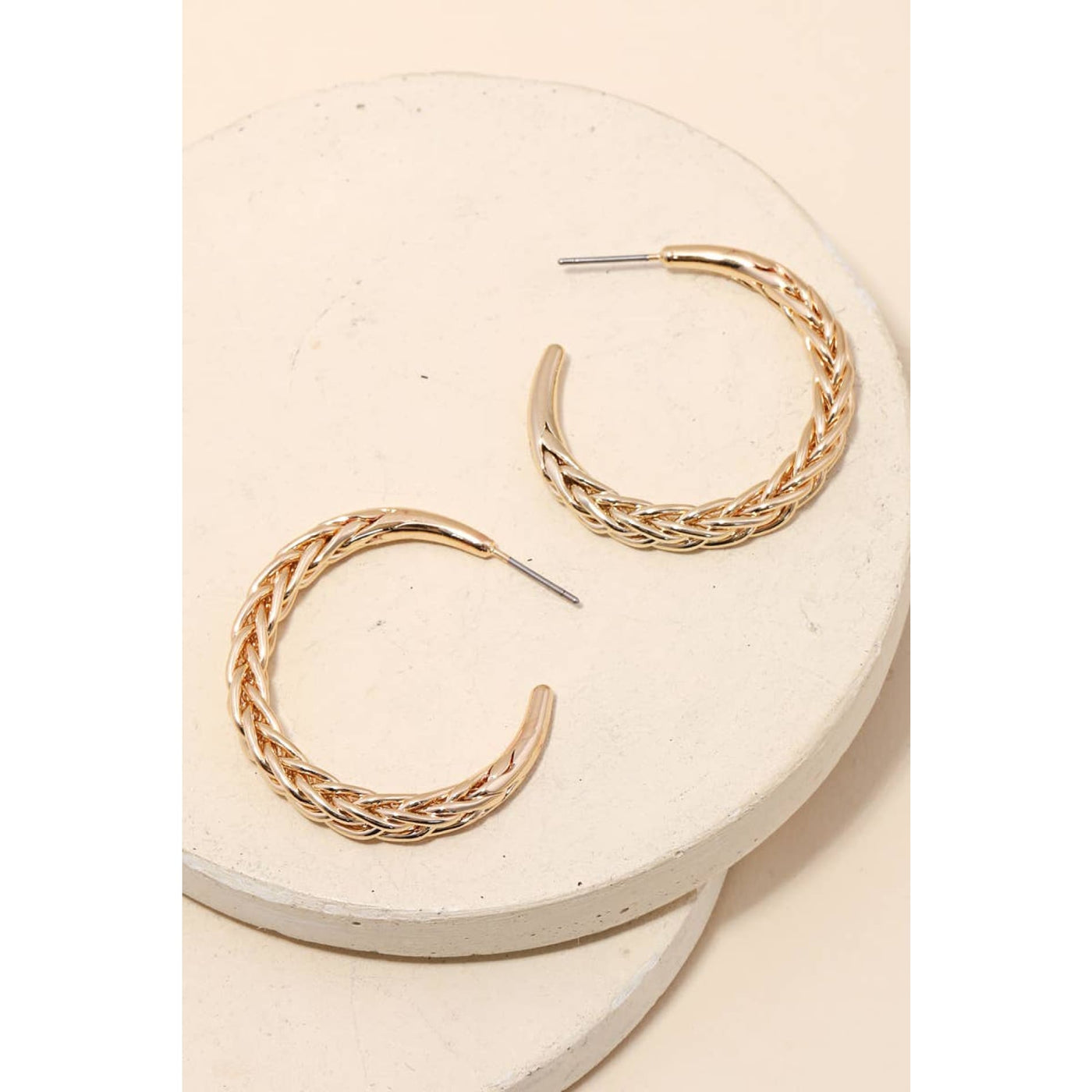 Wheat Chain Hoop Earrings - Gold - 190 Jewelry