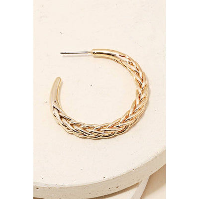 Wheat Chain Hoop Earrings - Gold - 190 Jewelry